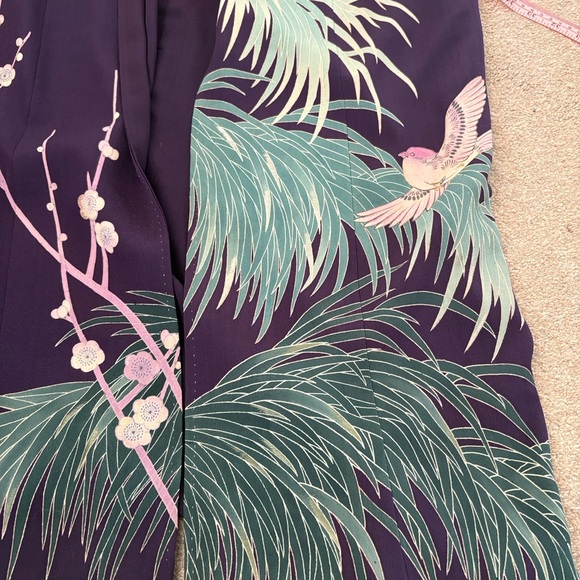 Elegant Vintage Kimono Jacket - Red Navy Handmade Size Tall L - Picture 8 of 9